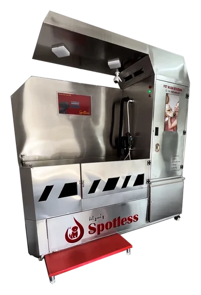 The stainless-steel Spotless wash station that sits inside the capsule